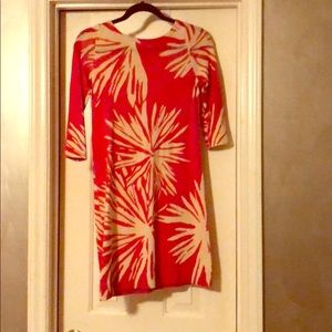 Floral pink and white sweater dress